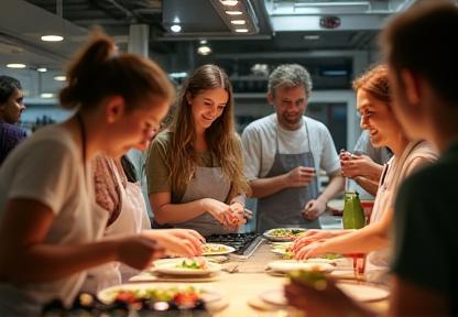 People attending a healthy cooking workshop