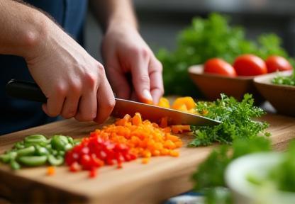 Hands preparing ingredients for a healthy recipe